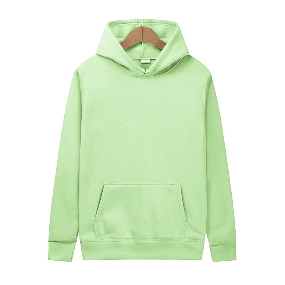 Fashion women's solid color hoodie with pocket front and hood, mint green, casual style, polyester, perfect for any look, SF0049